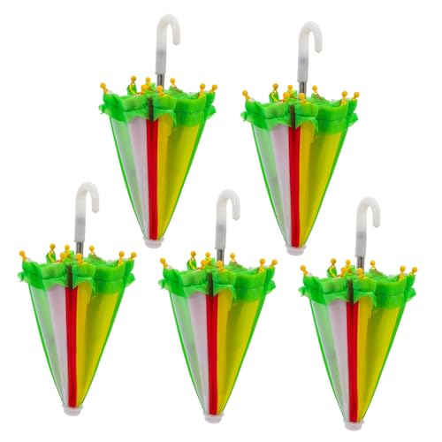 TOBBOMEY 5 Stück Teiliges Miniatur Puppenhaus Regenschirm Farbenfrohe Mini deko Lebensechte Leichte Miniatur spielzeugschirme für Puppenhausdekoration Kindgerechte Sichere Materialien von TOBBOMEY