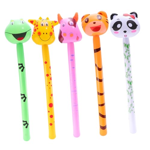 TOBBOMEY 5 Stück Teiliges PVC Aufblasbares Tier spielzeugset für Bunte Lange Stäbe Sichere Langlebige Freizeitspielzeuge Einfach Aufzublasen für Indoor Outdoor spaß von TOBBOMEY