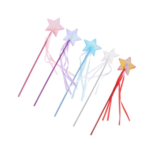 TOBBOMEY 5 Stück Teiliges Stern Fairy Wand Leicht und Griffig für Cosplay und Partys Geeignet als Gastgeschenk und Mitgebsel für Mädchen Halloween Geburtstagsfeier von TOBBOMEY