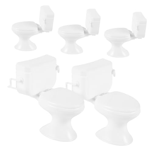 TOBBOMEY 5 Stück Mini-toiletten Mit Abnehmbarem Sitz Für Puppenhaus-miniaturmöbel Realistischer Töpfchendeckel Für Puppenhaus- von TOBBOMEY