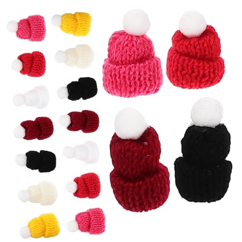 TOBBOMEY 50 Stück Mini Strickmützen für DIY Bastelarbeiten Bunte Handgefertigte Mini Hüte Weiche und Hautfreundliche für Puppen Partydeko und Weihnachtsornamente von TOBBOMEY