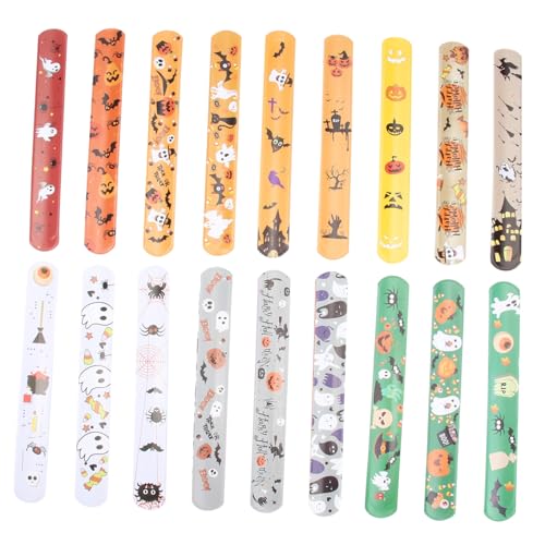 TOBBOMEY 50 Stück Teiliges Halloween Klappring Armband mit Vielfältigen Designs Langlebig und Attraktiv für Halloween Partys Kostümzubehör und Festliche Dekoration Kindgerechtes von TOBBOMEY