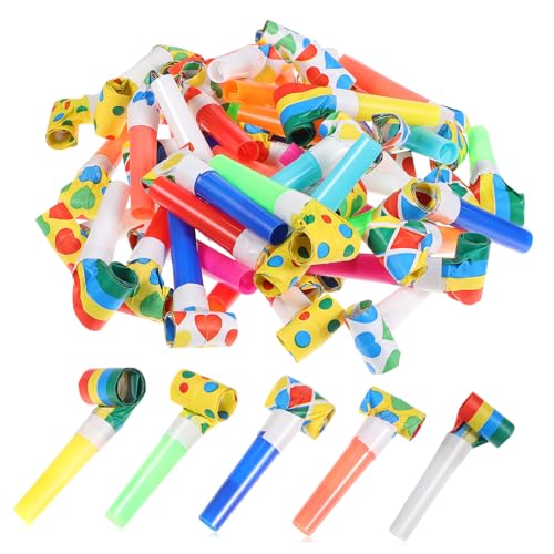 TOBBOMEY 50 Stück Teiliges Partybläser Bunt Wiederverwendbare Papierpfeifen Geräuschvolle Partytröten für Kindergeburtstage Sportveranstaltungen und Festliche Anlässe als Party Mitgebsel von TOBBOMEY