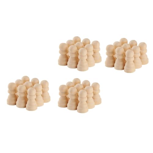 TOBBOMEY 50Stücke Unbemalte Holz Schachfiguren für Fertiges Schachspiel für Kreative Bastelprojekte und Dekoration Hochwertiges Holz Robuste und Langlebige Gestaltung von TOBBOMEY