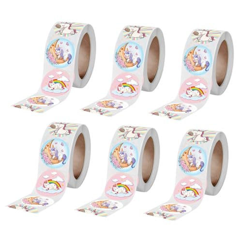 TOBBOMEY 6 Rollen Belohnungssticker mit Niedlichen Tiermotiven Selbstklebende Geschenkverpackungsaufkleber Vielseitige Siegel für Umschläge Geschenkboxen und Bastelarbeiten für Schule und von TOBBOMEY