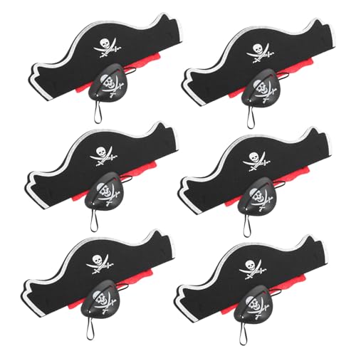TOBBOMEY 6 Sätze Teiliges Piraten Headgear Halloween Party Zubehör Piratenhut Augenklappe Kostüm Accessoires für Damen Herren Halloween Motto Cosplay von TOBBOMEY