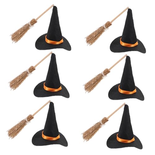 TOBBOMEY 6 Satz Teiliges Mini Hexenhut Set mit Kleinen Hexenbesen Filz und Holz DIY Halloween Dekoration Kreative Bastelaccessoires für Flaschen Party und Festtagsatmosphäre TOBBOMEY 6 Satz Teiliges Mini Hexenhut Set mit Kleinen Hexenbesen Filz und Holz DIY Halloween Dekoration Kreative Bastelaccessoires für Flaschen Party und Festtagsatmosphäre von TOBBOMEY