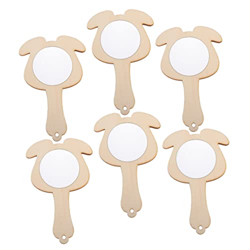 TOBBOMEY 6 Stück Holzspiegel Holz Zeichenspiegel Dekorativer Mini Spiegel Handspiegel Entzückender Handspiegel Entzückender Holzspiegel Kinderzubehör Kinderzubehör DIY Holzspiegel von TOBBOMEY