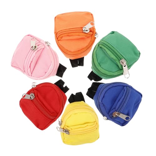 TOBBOMEY 6 Stück Kleine Schultaschen, Kleiner Rucksack, Puppenhauszubehör, Mini Computer, Spielzeug, Mini Spielzeugtasche, Strandtasche, Aufbewahrungs Organizer, Mini Tasche, von TOBBOMEY