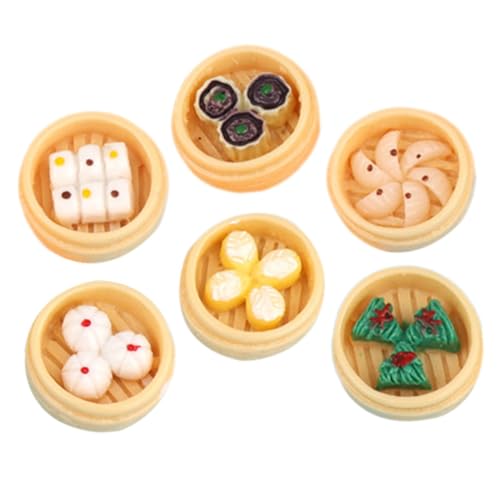 TOBBOMEY 6 Stück Künstliche Dampfbrötchen, Simulation Dampfbrötchen, Dampfgarer, Spielzeug, Mini Lebensmitteldekor, Dampfbrötchen Dekoration, Mini Miniatur Dampfbrötchen, Mini von TOBBOMEY