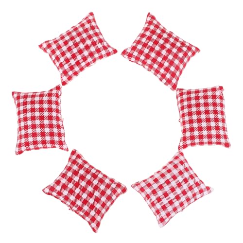 TOBBOMEY 6 Stück Maßstab Stoff Sofakissen Dekoration Rot Kariert für Mini Haus DIY Puppenmöbel Zubehör TOBBOMEY 6 Stück Maßstab Stoff Sofakissen Dekoration Rot Kariert für Mini Haus DIY Puppenmöbel Zubehör von TOBBOMEY