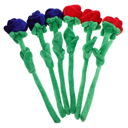 TOBBOMEY 6 Stück Plüsch Künstliche Rosen Gefüllte Blumen Stofftier Künstliche Vorhangbänder Wildblumen Filzblumen Plüsch Blumenstrauß von TOBBOMEY