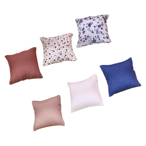 TOBBOMEY 6 Stück Puppenhaus Kissen Teiliges Sofakissen für Puppenhaus Dekoration Hochwertige Miniaturmöbel Zubehör Accessoire für Kreatives und Rollenspiele von TOBBOMEY