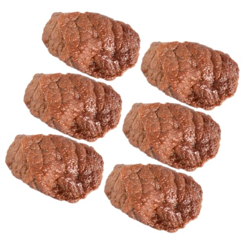 TOBBOMEY 6 Stück Rindfleischnugget Modell, Küchendekor, Simulationsfleisch, Dekoratives Lebensmittelmodell, Gekochtes Fleischmodell, Gefälschtes Gekochtes Fleisch, Gefälschte von TOBBOMEY