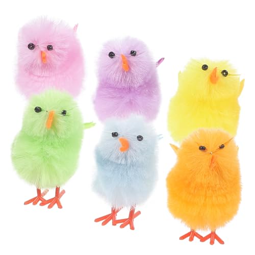 TOBBOMEY 6 Stück Samt Hühnchen Dekoration, Kleine Flauschige Küken, Ostern, Kleine Küken, Plüschküken, Partygeschenke, Mini Hühnchen, Plüschküken Modell, Osterküken Dekorationen von TOBBOMEY