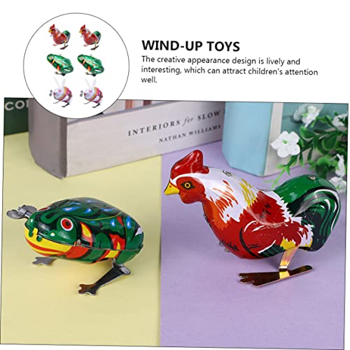 TOBBOMEY 6 Stück Teiliges Aufziehspielzeug für Lustigen Tierfiguren Frosch Hase Hahn Je Bunte Mechanische Wind Up Spielzeuge für Jungen Mädchen und Dekoration von TOBBOMEY