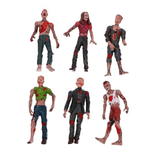 TOBBOMEY 6 Stück Teiliges Bewegliche Zombie Modelle aus Realistische Halloween Deko Gruselige Horrorfiguren für Party und Schreckeffekt von TOBBOMEY