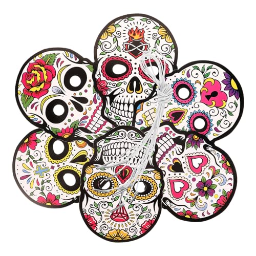TOBBOMEY 6 Stück Teiliges Day Of The Dead Papiermasken mit Realistischem Totenkopfdesign Leichte Handliche Dekorationsmasken für Halloween Karneval Kostümparty und Cosplay von TOBBOMEY