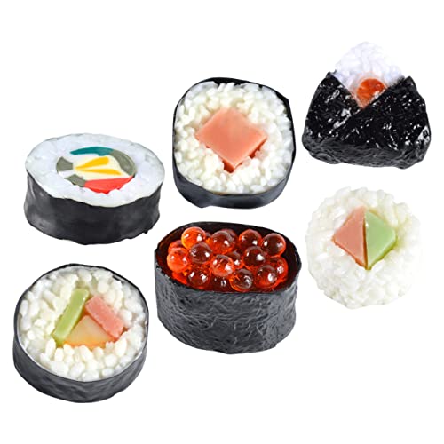 TOBBOMEY 6 Stück Teiliges Künstliche Sushi Modelle Realistische Requisiten für Fotografie Dekoration und Sushi Präsentationen aus Wiederverwendbar für Partys und Schaufensterdeko von TOBBOMEY