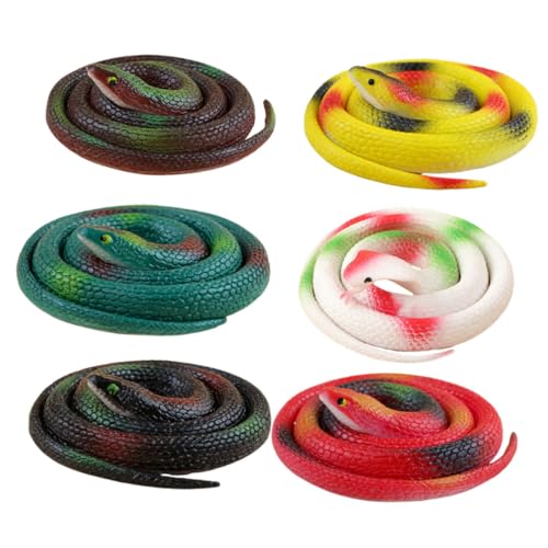 TOBBOMEY 6 Stück Teiliges Realistisches Schlangenspielzeug aus Langlebigem Gummi Detailgetreue Künstliche Schlangen in Farben für Halloween Dekoration Partyspaß und Streichspielzeug von TOBBOMEY