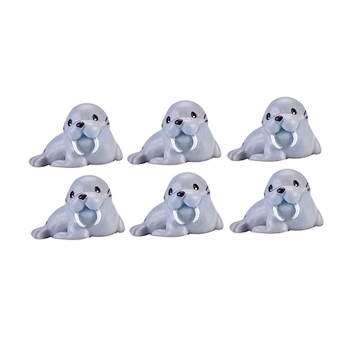 TOBBOMEY 6 Stück Teiliges Resin Walross Figuren Kindgerechtes Lernspielzeug Realistische Meereswelt Deko Langlebige Desktop Bastelornamente Kreative Miniatur Tiermodelle von TOBBOMEY