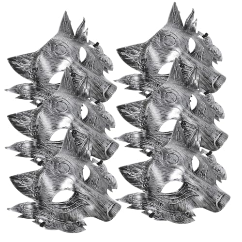 TOBBOMEY 6 Stück Teiliges Wolfsgesicht Halbgesichts Masken Halloween Cosplay Maske mit Realistischem Design für Kostümparty Fasching und Festlichkeiten von TOBBOMEY