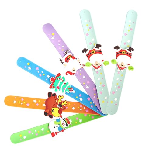 TOBBOMEY 6 Stück Weihnachts Silikon Slap Armbänder Leicht Robust als Partygeschenk für Mädchen Jungen Festliche Weihnachtsfeier Zubehör von TOBBOMEY