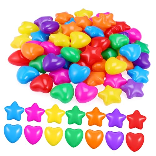 TOBBOMEY 60 Stück Teiliges Bunte Herz und Sternförmige Ocean Balls aus Robustem Kunststoff für Schwimmbadspielzeug Indoor Party TOBBOMEY 60 Stück Teiliges Bunte Herz und Sternförmige Ocean Balls aus Robustem Kunststoff für Schwimmbadspielzeug Indoor Party von TOBBOMEY