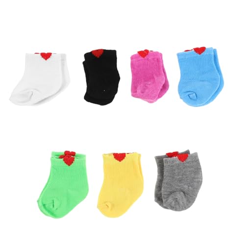 TOBBOMEY 7 Paare Socken für American Doll Bunte Puppensocken Zubehör Passgenaue Langlebige Strümpfe für Spielzeugpuppe und Sammelfigur Vielfältiges für Kreative Verkleidung von TOBBOMEY