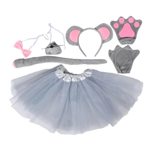TOBBOMEY 7 Stück Teiliges Mauskostüm mit Grauem Tüllrock Tierischen Ohren Haarreif Schleife und Handschuhen Atmungsaktiv Realistisch Vielseitig für Halloween Geburtstag Schule TOBBOMEY 7 Stück Teiliges Mauskostüm mit Grauem Tüllrock Tierischen Ohren Haarreif Schleife und Handschuhen Atmungsaktiv Realistisch Vielseitig für Halloween Geburtstag Schule von TOBBOMEY
