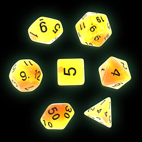 TOBBOMEY 7 Stücke Leuchtende Zweifarbige Mehrseitige Würfel Gravierte Digitale Würfelharz-Spiel Würfel TOBBOMEY 7 Stücke Leuchtende Zweifarbige Mehrseitige Würfel Gravierte Digitale Würfelharz-Spiel Würfel von TOBBOMEY