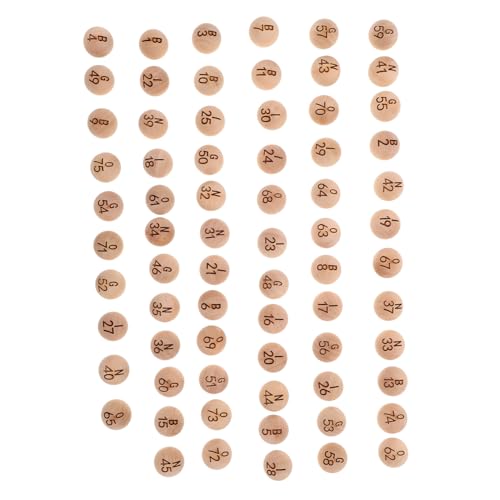 TOBBOMEY 75 Stück Teiliges Set Holz Bingo Bälle Nummeriert Robuste Naturholz Spielzubehör Für Raffles Familienfeiern Team Building Indoor Outdoor Unterhaltung von TOBBOMEY