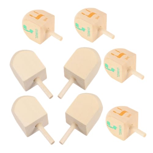 TOBBOMEY 8 Stück Kinderkreisel Spielzeug Chanukka DIY Holzspäne Chanukka Basteln Chanukka Spielzeug Chanukka Kranz Chanukka Holzkreisel Chanukka Gelt Chanukka Dekorationen Hagazussa von TOBBOMEY