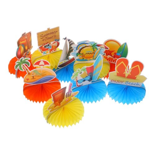 TOBBOMEY 9 Teilige Sommerparty Dekorationen, Tropische Dekorationen, Waben Tischdekoration, Hawaiianische Schreibtisch Waben, Hawaiianische Dekorationen, Tischdeko Papier Requisite, von TOBBOMEY