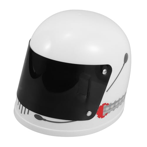 TOBBOMEY Astronauten Helm Weiß Kunststoff Kostüm Zubehör für Rollenspiel und Halloween Verstellbar Vielseitig Verkleidung für Jungen und Mädchen Geeignet von TOBBOMEY