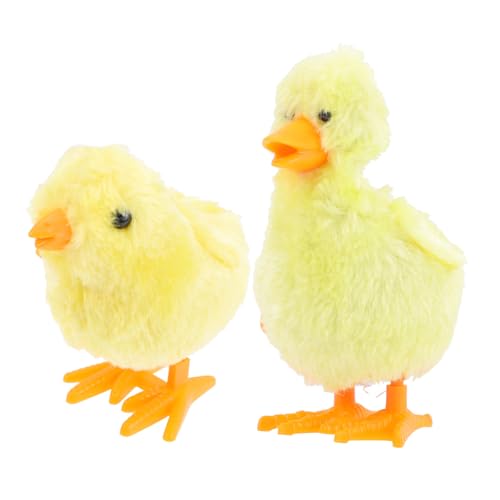 TOBBOMEY Aufziehspielzeug Plüsch Wind-up Huhn und Ente Zufällige Farben Weiches Stofftier mit Mechanischem Fördert Feinmotorik und Spielspaß für Jungen und Mädchen Zufällige von TOBBOMEY