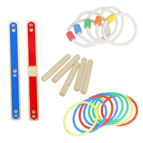 TOBBOMEY Buntes Holz Ringwurfspiel für Pädagogisches Wurfspielzeug Hand Auge Koordination und Konzentration Leichtes Sicheres Material für Drinnen und Draußen für Jungen und Mädchen von TOBBOMEY