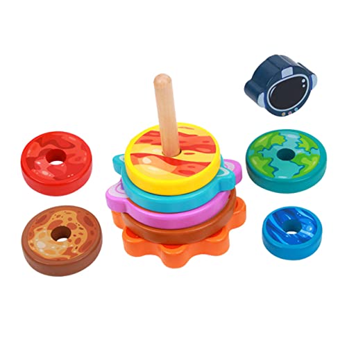 TOBBOMEY Buntes Ringstapelspielzeug aus Hochwertigem Holz Glatte Oberfläche Pädagogisches Lernspielzeug für Kleinkinder Fördert Kreativität Farb und Formerkennung Sicher und Interaktiv für von TOBBOMEY