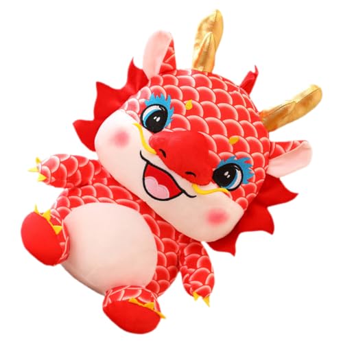 TOBBOMEY Chinesischer Jahr Drachentier Plüschtier Rotes Stofftier Maskottchen Frühlingsfest Dekoration Kuscheliges Glückssymbol für Zuhause Geburtstag Geschenk von TOBBOMEY