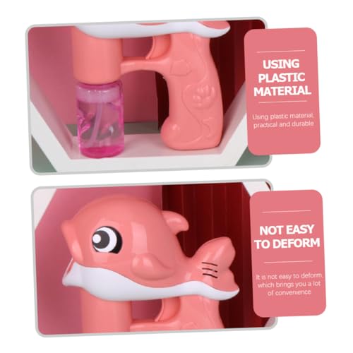 TOBBOMEY Elektrische Seifenblasenmaschine mit Musik und Licht Interaktiver Bubble Maker Batteriebetriebene Blasenpistole für Jungen und Mädchen Flaschen Seifenblasenlösung Rosa Delfin von TOBBOMEY