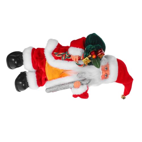 TOBBOMEY Elektrische Weihnachtsmannpuppe mit Musik Kleine Bewegliche Santa-Figur Festliche Sicherer Weihnachtsdekorationsspaß für Familien von TOBBOMEY