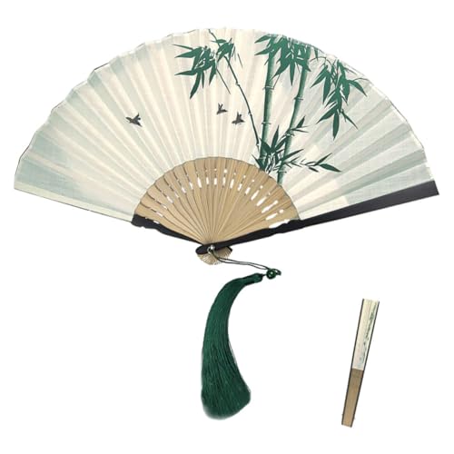 TOBBOMEY Faltbarer Retro Fächer mit Quaste Eleganter Handgefertigter Tanzfächer für Partys Hochzeiten und Aufführungen als Accessoire für Cheongsam und Traditionelle Kleidung von TOBBOMEY
