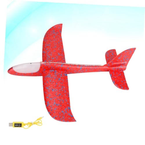 TOBBOMEY Flugzeug LED Leuchten Gleiter aus Schaumstoff Leichtes Flexibles Wurfgleitflugzeug für Drinnen und Draußen Fördert Eltern Junge Mädchen Beziehung Rotes Modell von TOBBOMEY