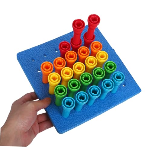 TOBBOMEY Frühförderung Spielset mit Pilzförmigen Steckern Sortier und Zählspielzeug für Kleinkinder zur Feinmotorik und Koordinationsförderung Lernspielzeug für Hand Auge Steuerung von TOBBOMEY