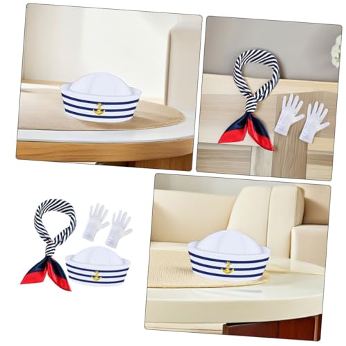 TOBBOMEY Gestreifter Yacht Kapitänsmütze Set Mit Schal Und Handschuhen Stil Seglerhut Für Damen Herren Strapazierfähiges Outfit Für Party Cosplay Halloween TOBBOMEY Gestreifter Yacht Kapitänsmütze Set Mit Schal Und Handschuhen Stil Seglerhut Für Damen Herren Strapazierfähiges Outfit Für Party Cosplay Halloween von TOBBOMEY