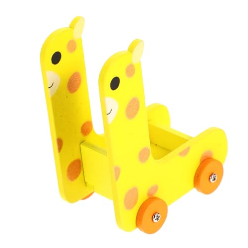 TOBBOMEY Giraffe Storage Cart Puppenhauswagen Puppenhaus-Aufbewahrungswagen Mini-Aufbewahrungswagen schubkarre Miniatur- -Requisite Mini-Trolley-Möbel hölzern Yellow von TOBBOMEY