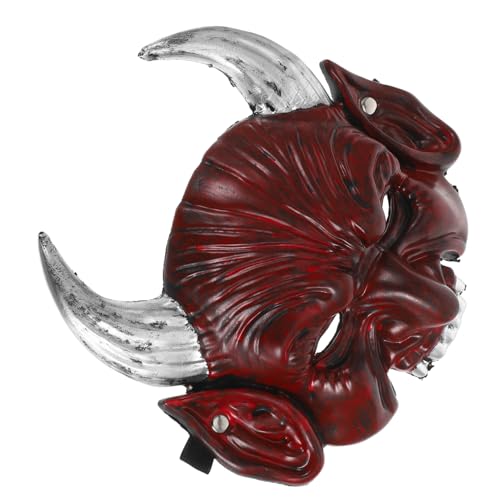 TOBBOMEY Halbgesichtsmaske mit Hörnern Gruselige Halloween Maske für Rollenspiele und Mottopartys für Cosplay und Schaurige Festlichkeiten von TOBBOMEY