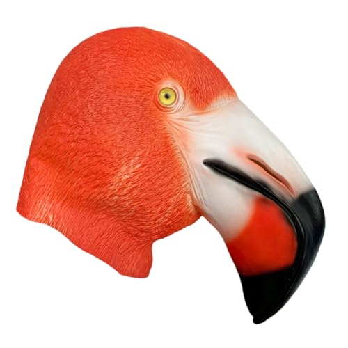 TOBBOMEY Halloween Flamingo Kopf Maske Vollkopf Party Maske Lustige Tiermaske für Karneval Kostüm Halloweenmasken Erwachsene Party Gesichtsmasken von TOBBOMEY