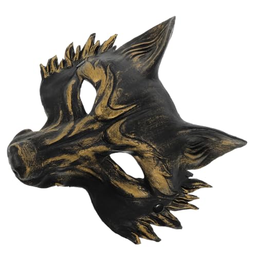 TOBBOMEY Halloween Fuchs Halbgesichts Maske aus PU Schaum mit Goldener Realistische Tiermaske für Damen und Herren Elastisches Band für Halloween Party Cosplay und Zufällige von TOBBOMEY