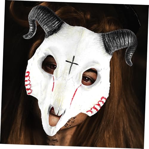TOBBOMEY Halloween Horror Goat Maske Tierkopf Cosplay Requisite Weiß Blutig für Erwachsene Karneval Party Dekoration TOBBOMEY Halloween Horror Goat Maske Tierkopf Cosplay Requisite Weiß Blutig für Erwachsene Karneval Party Dekoration von TOBBOMEY